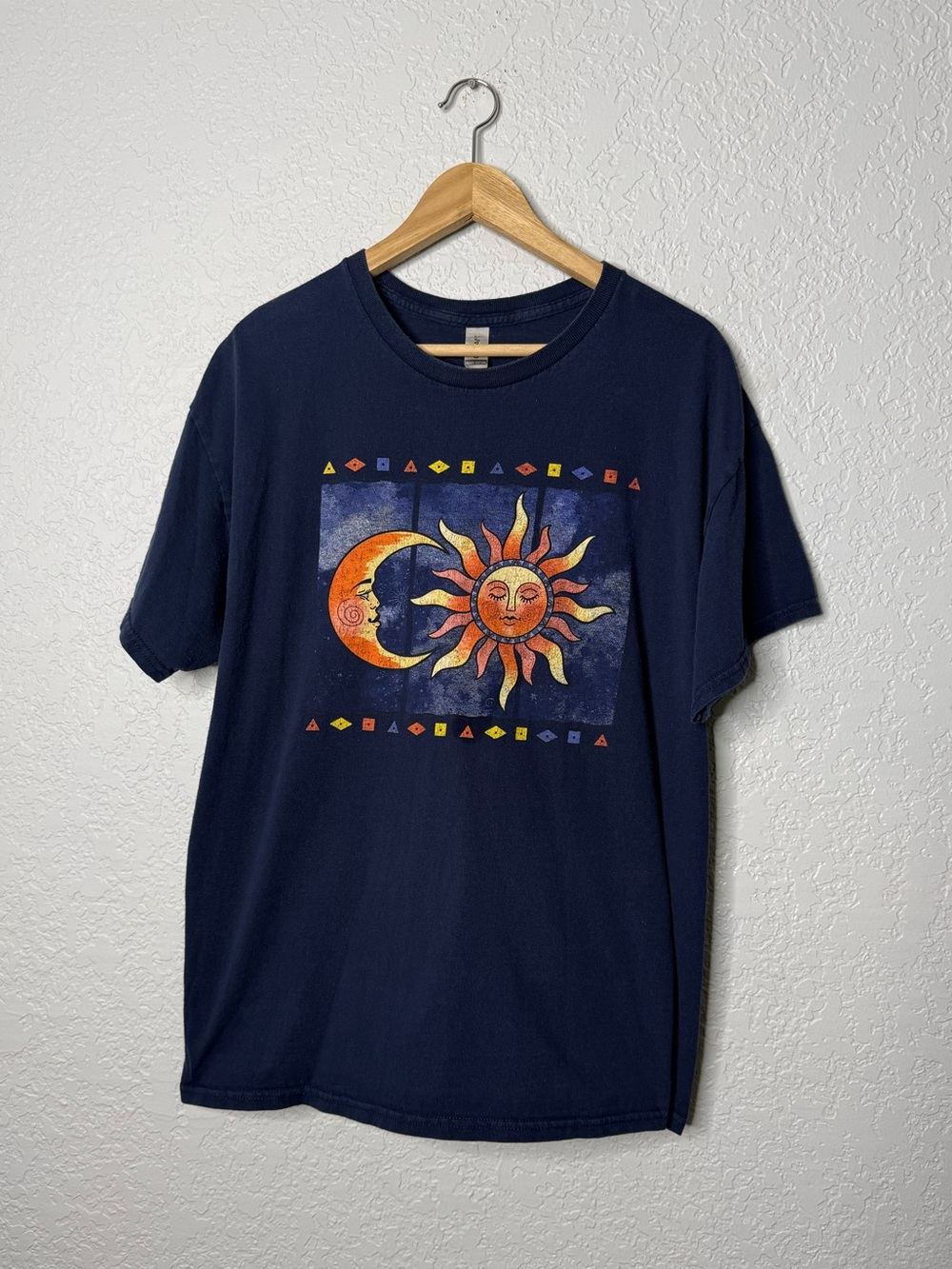 Vintage 90’s Celestial Moon/Sun Blue T Shirt Cotton XL